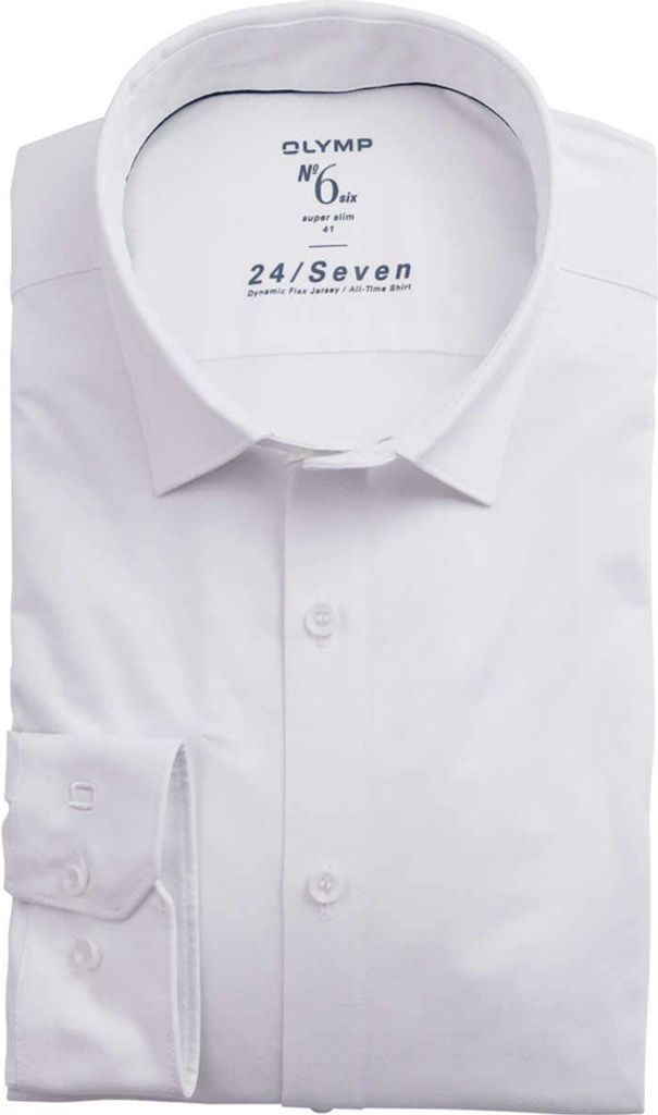 Olymp Businesshemd super slim fit weiß einfarbig Baumwolle