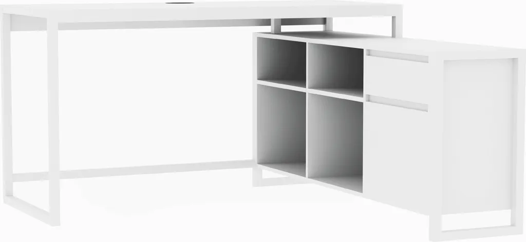 Bureau d'angle blanc et chêne Denver 139 cm - Finition bois artisanale