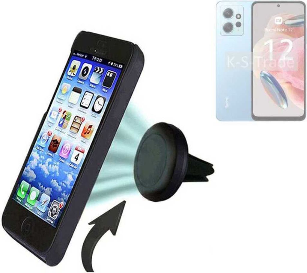 K-S-Trade Kompatibel mit Xiaomi Redmi Note 12 Global Auto Handy Halterung KFZ Halter Lüftungsgitterhalterung Air Vent mount Smartphone Halter