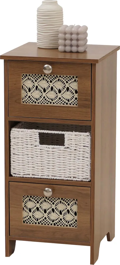 Cassettiera HWC-O75, cassettiera, 3 cassetti cestino in legno melaminico 63x30x30cm ~ marrone