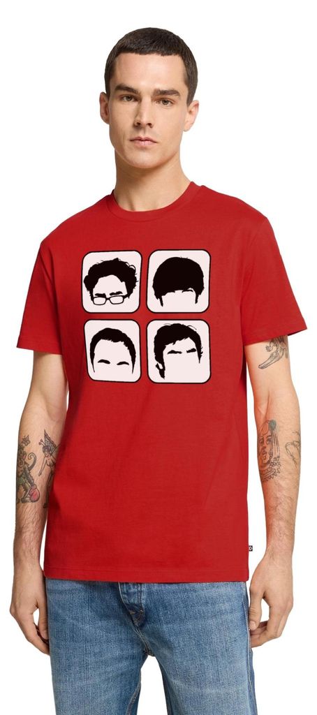 Spreadshirt The Big Bang Theory Frisuren Köpfe Team TBBT Männer Premium T-Shirt, XXL, Rot