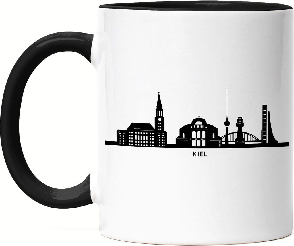 KIEL Skyline Tasse Schwarz Souvenir Andenken Deutsche Produktbild 