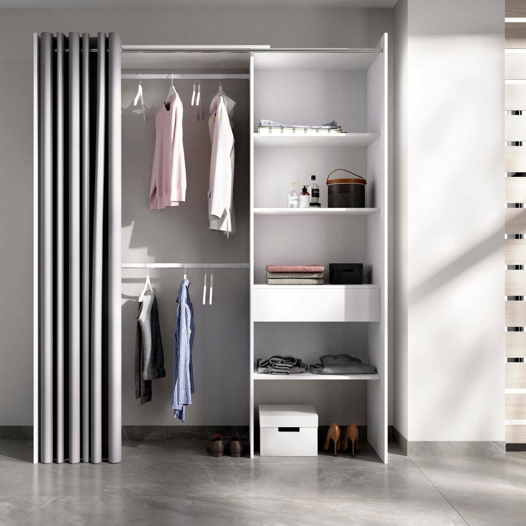 Dmora Großer Schrank Wetterhorn 160x205h cm Weiß 4 Regale Produktbild 