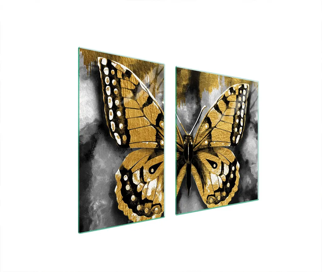 Piastre copri fornelli 2 pezzi 100x52 Copri piano cottura in ceramica tagliere in vetro farfalla Golden