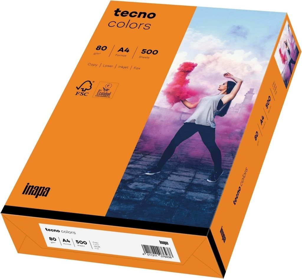 Multifunktionspapier tecno colors A4 80 g/qm VE=5x500 Blatt orange