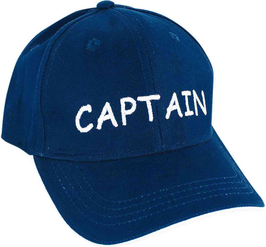 Cap 'CAPTAIN', Marineblau, Baumwolle weiß bestickt Produktbild 