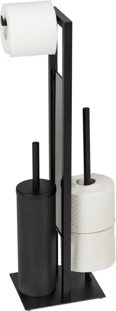WENKO Rivalta Black: Set Toilette Professionale in Acciaio Laccato