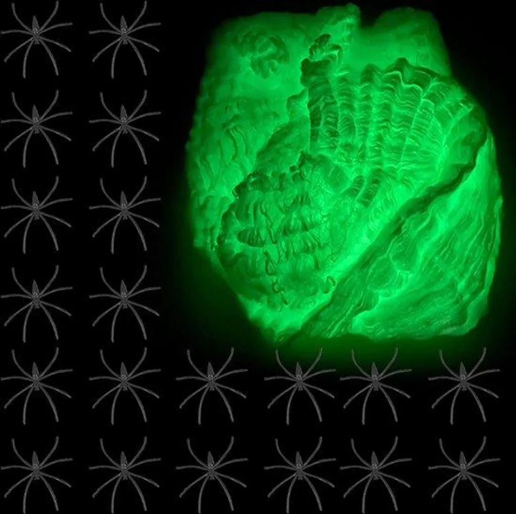 Toile d'araignée lumineuse Halloween - Décoration extensible LED x20