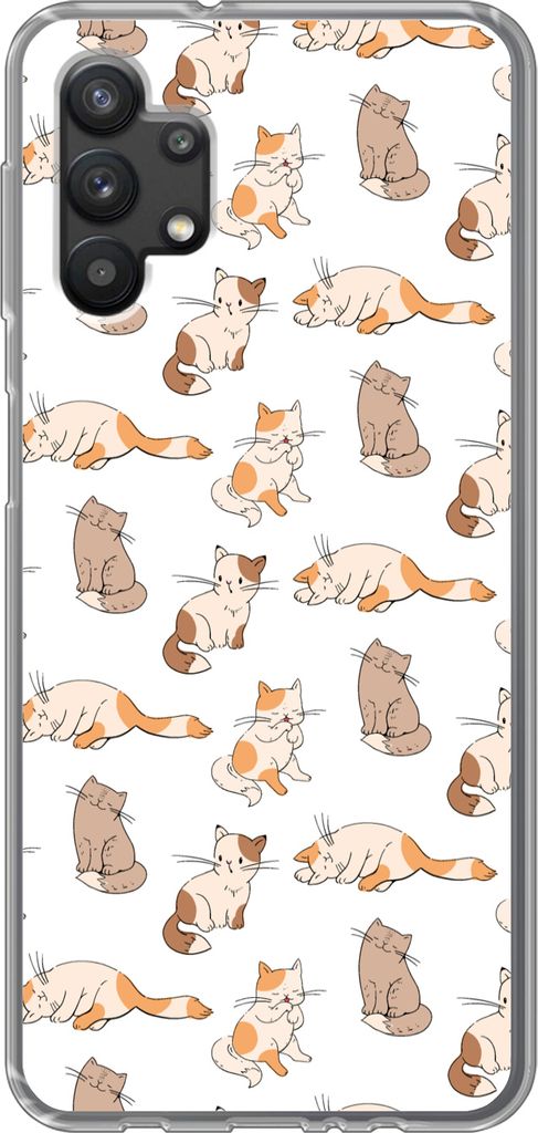 MuchoWow Handyhülle Schutzhülle Hülle für Telefoonhoesje Samsung Galaxy A32 5G Muster - Katze - Kätzchen - Jungen - Mädchen - Kinder - Kind...