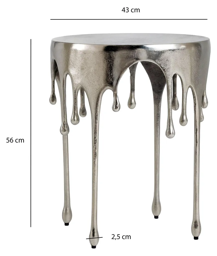 Table d'appoint argentée moderne 43 cm pour petit espace et déco chic