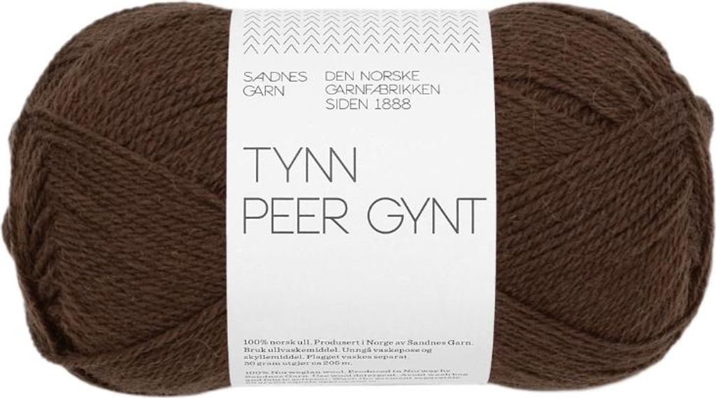 Sandnes Tynn Peer Gynt 50g - Norwegische Wolle 3082 morks brun