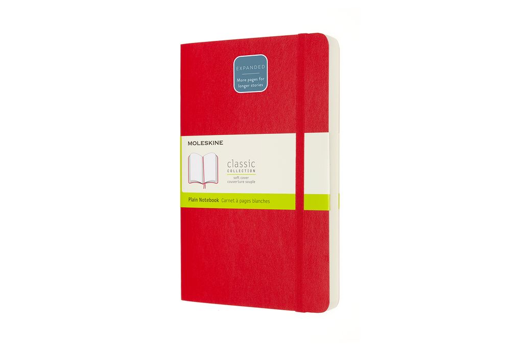 Moleskine Notizbuch Classic Expanded Collection Groß (13x21) - mit weichem Einband - 70g-Papier - Blanko - Scharlachrot