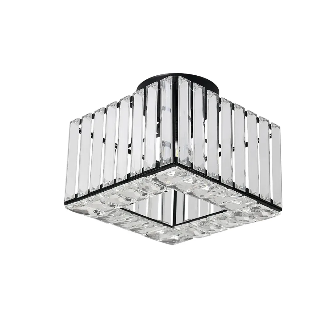 Lampada Soffitto Cristallo Moderna E27 Inox | Plafoniera Design 20cm