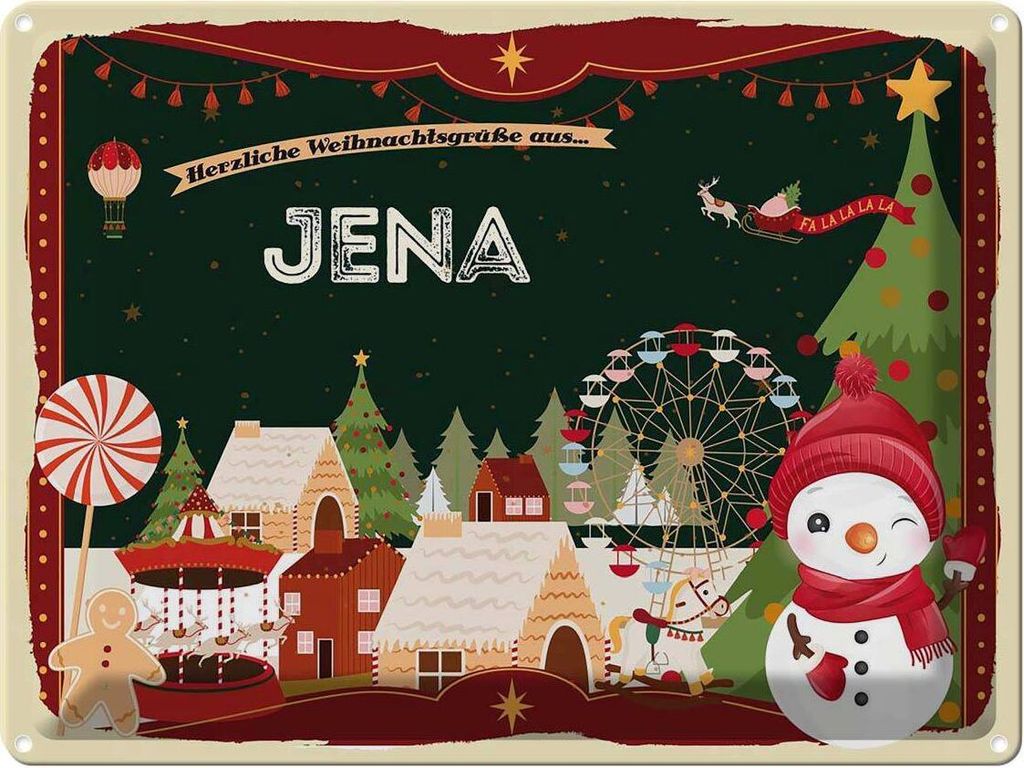 vianmo Blechschild 30x40 cm Weihnachtsgrüße aus Jena Weihnachten Fest