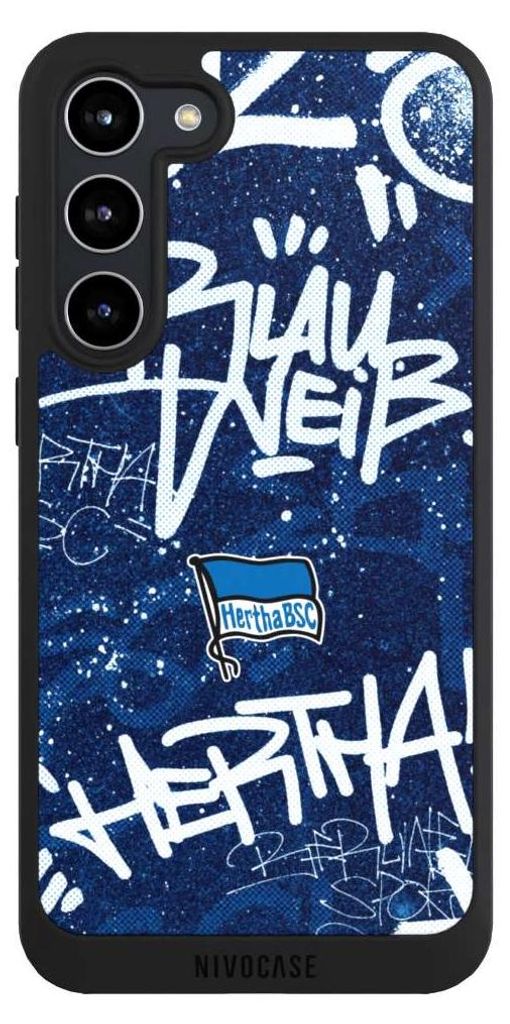 NIVOCASE Handyhülle für Samsung Galaxy S23+ Hülle NIVOpure Case Schwarz Graffiti Hertha BSC Offizielles Lizenzprodukt