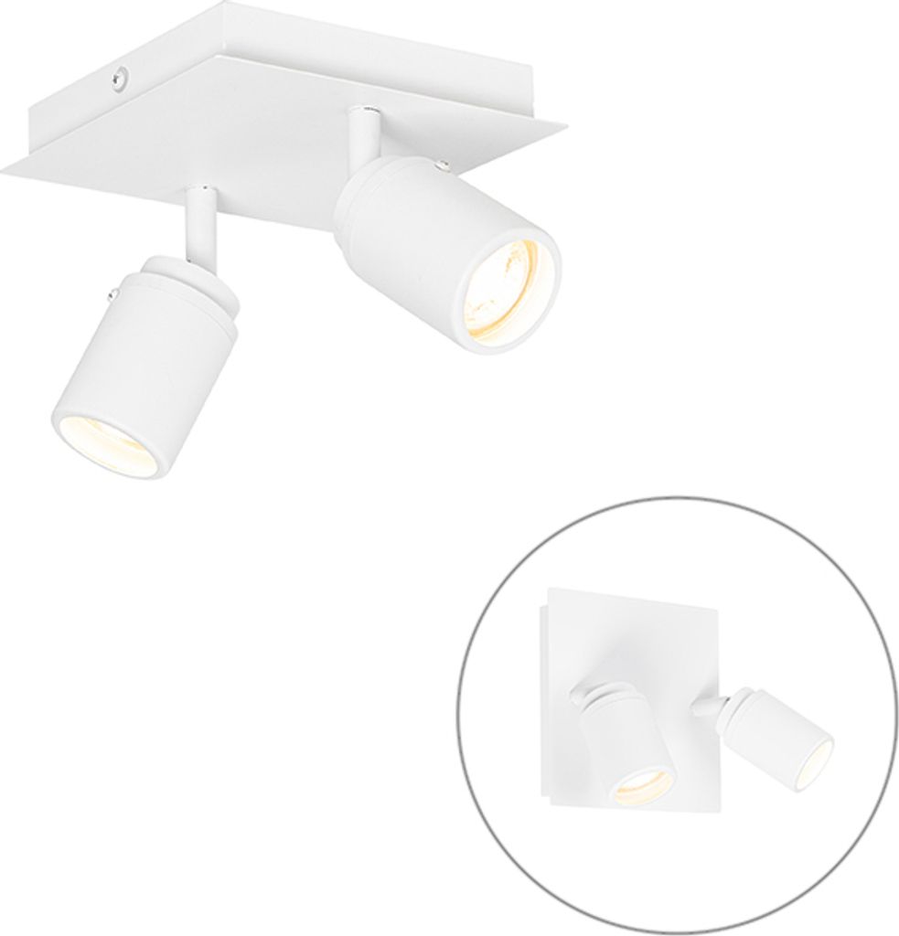 QAZQA - Modern Moderner BadSpot I Spotlight I Deckenspot I Deckenstrahler I Strahler I Lampe I Leuchte weiß quadratisch 2-flammig-flammig IP44 - D...