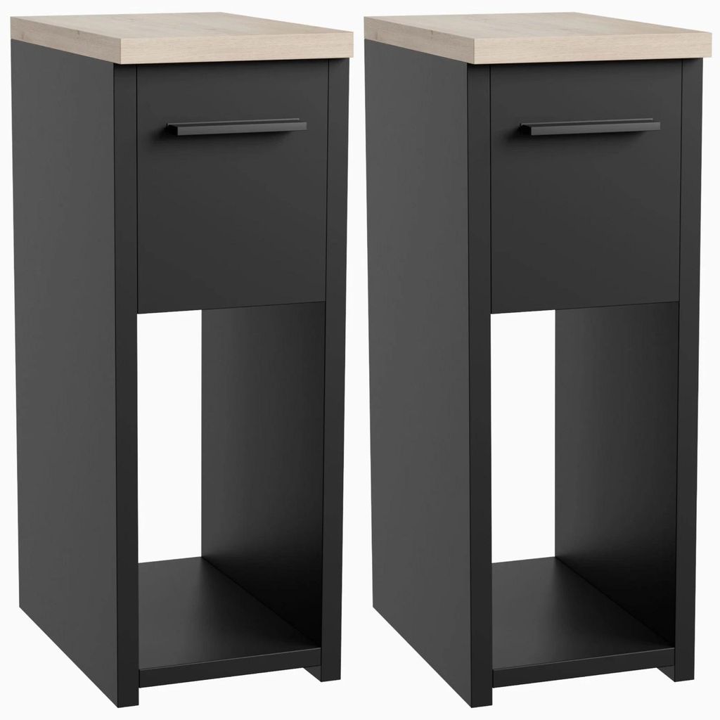 sada 2 nočných stolíkov - 20x30x55 cm - čierny vzhľad Obrázok produktu 