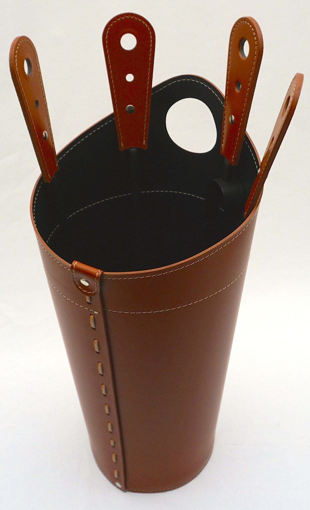 Exquisites Kaminbesteck italienisches Leder | Beige