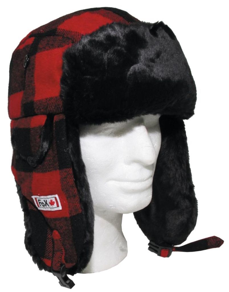 Holzfällermütze mit Fell, rot/schwarz, Größe S Produktbild 