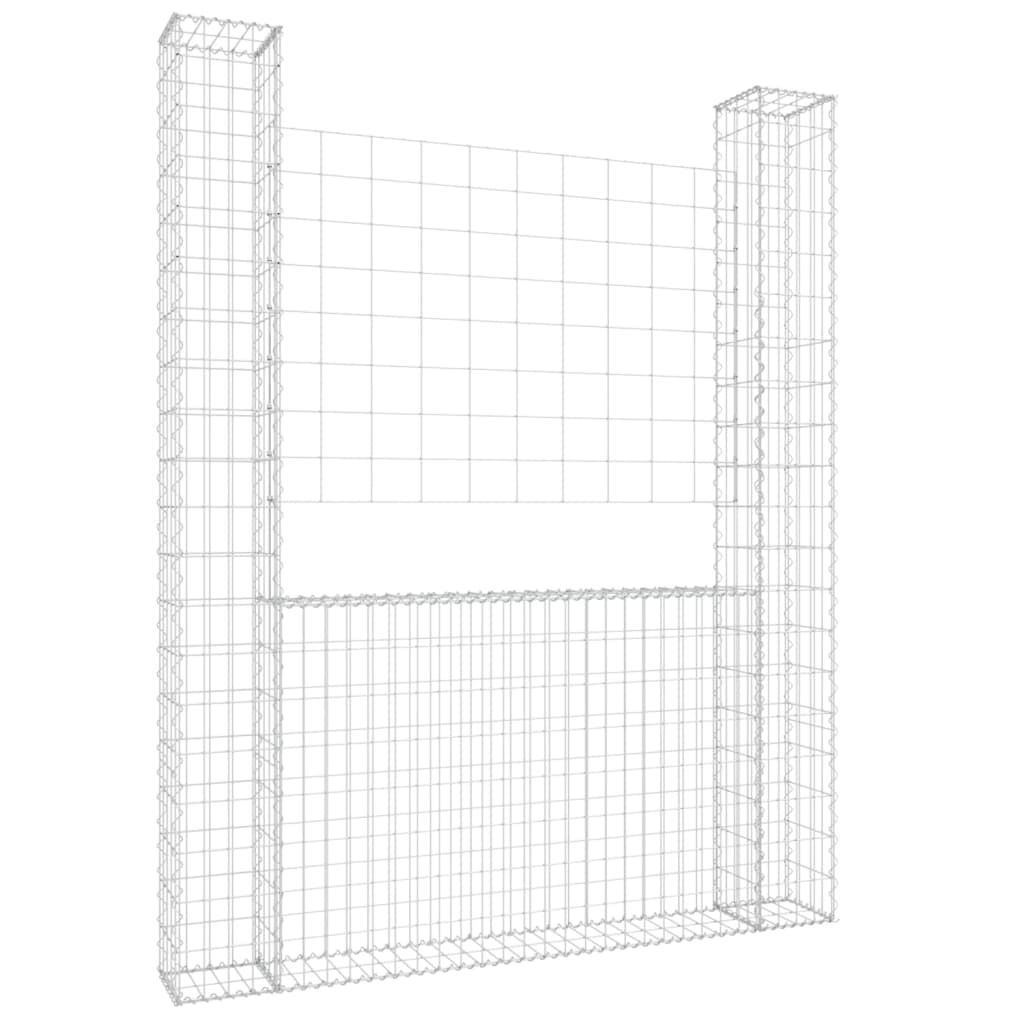 vidaXL Gabionenkorb U-Form mit 2 Säulen Eisen 140x20x200 cm Produktbild 
