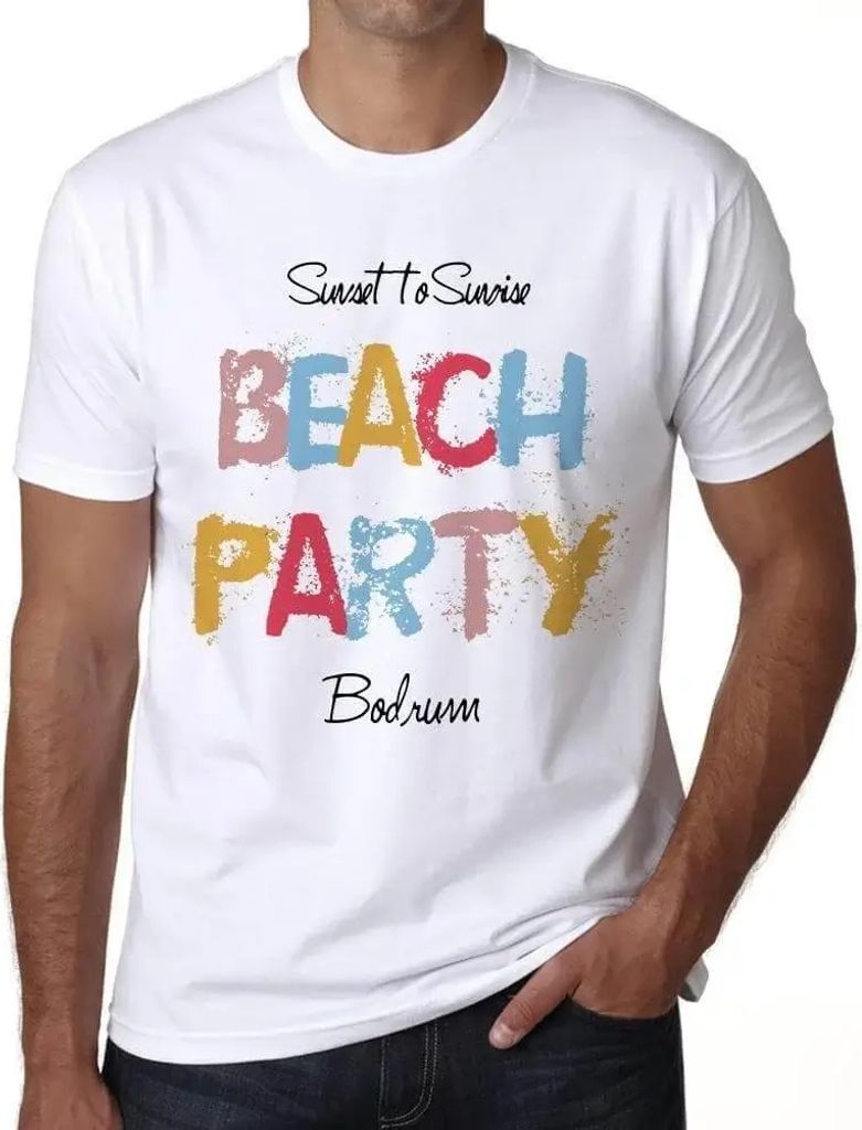 Herren Grafik T-Shirt Strandparty in Bodrum – Bodrum Beach Party – Öko-Verantwortlich Vintage Jahrgang Kurzarm Lustige Druck Geburtstag Gesche...