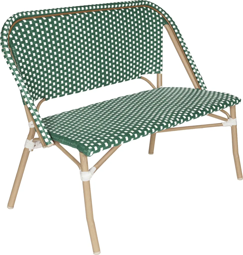 Aménagez votre balcon avec ce banc de jardin 2 places blanc et vert