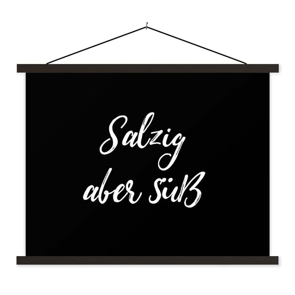 MuchoWow Textilposter Zitate - Sprichwörter - Salzig aber Süß - Kochen 40x30 cm mit schwarzem Rahmen - Dekorationen