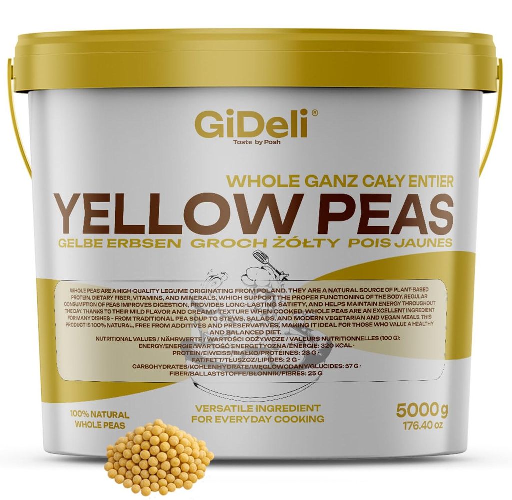 Žlté hrachy 5 kg, celé, nelúpané, vhodné pre vegánov, Obrázok produktu 