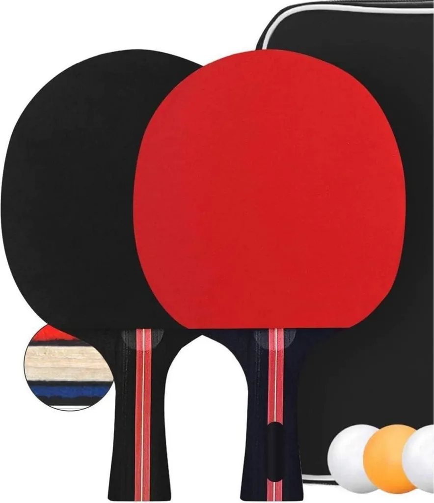 Duo de raquettes de tennis de table et 3 balles pour loisirs en famille