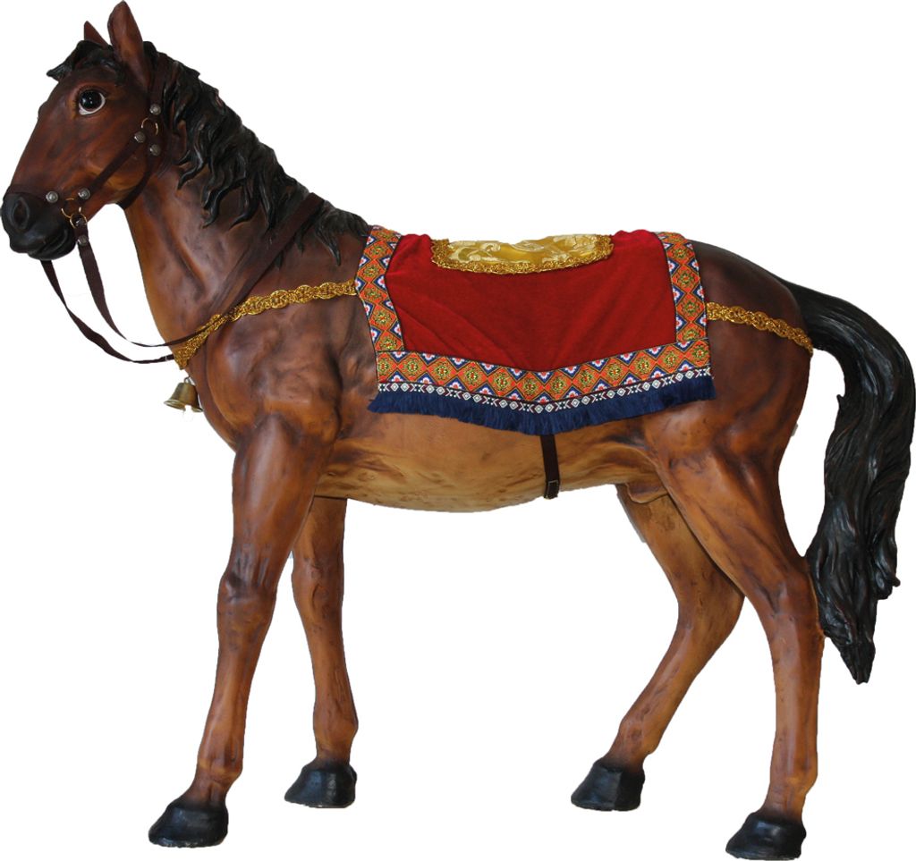 FADEDA Pferd mit Decke / Höhe:76 cm / handbemalt / detailgetreue Krippen Figuren - Weihnachten Tisch Dekoration Krippe Zubehör