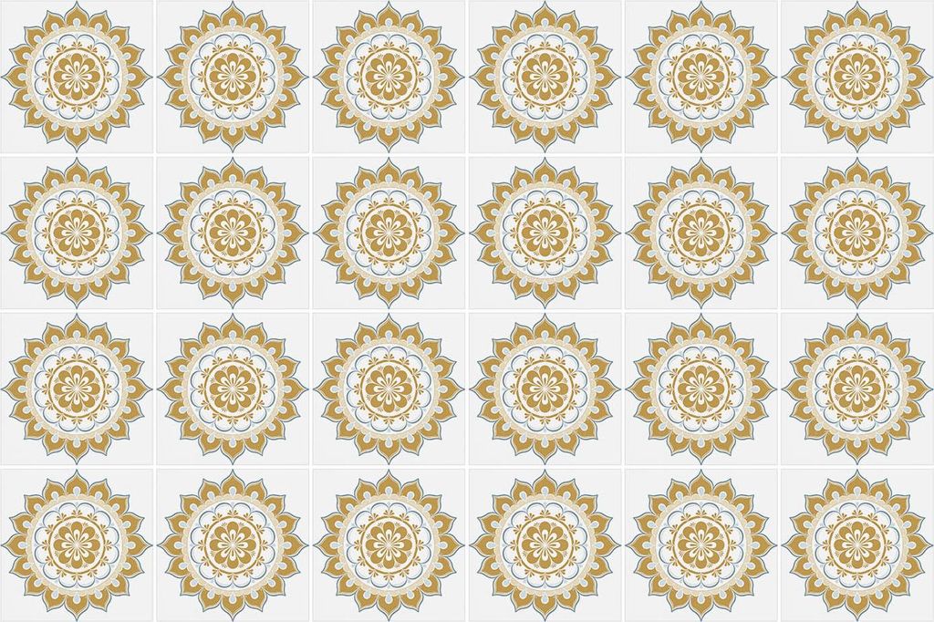 Fliesenaufkleber 15x15 cm – 24 Stück – Selbstklebend – Wasserfest – Pflegeleicht – Hitzebeständig – Für Küche & Bad – Blumenmandalas