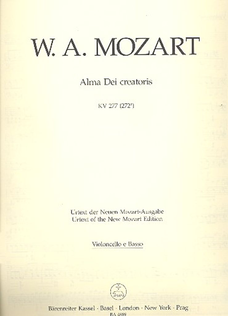 Alma Dei creatoris KV277 für Soli, Chor und Orchester Cello/Baß