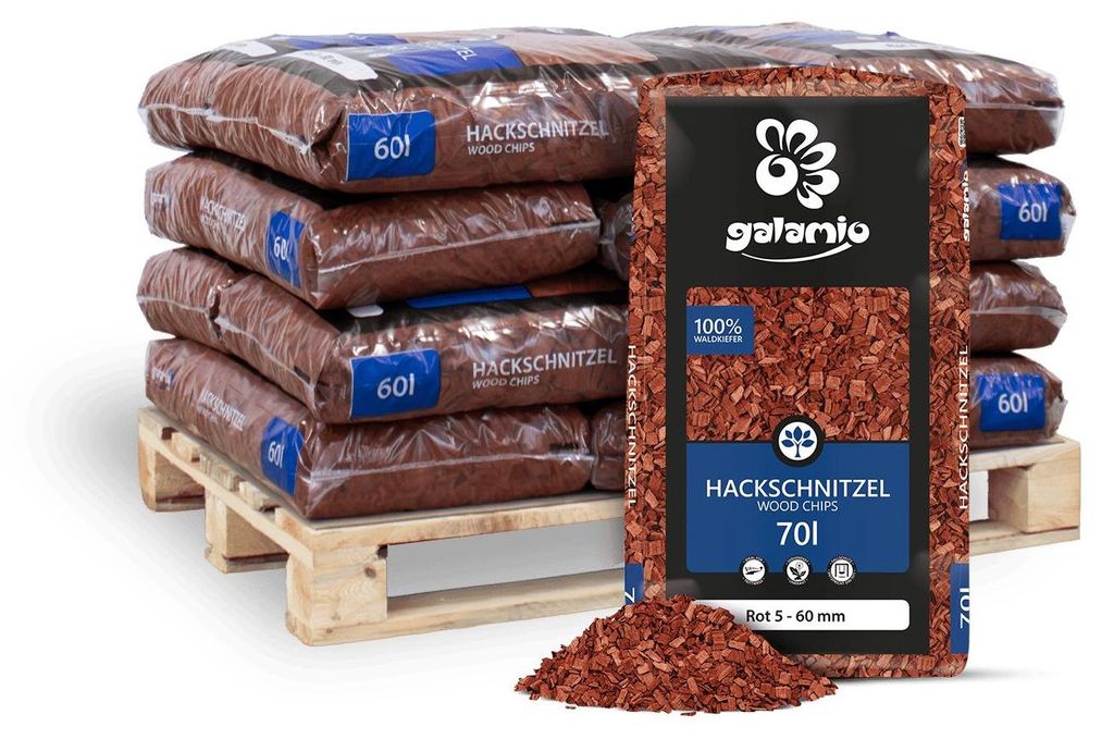 Galamio Holzhackschnitzel Rot 60l x 12 Sack 720l 12er Produktbild 