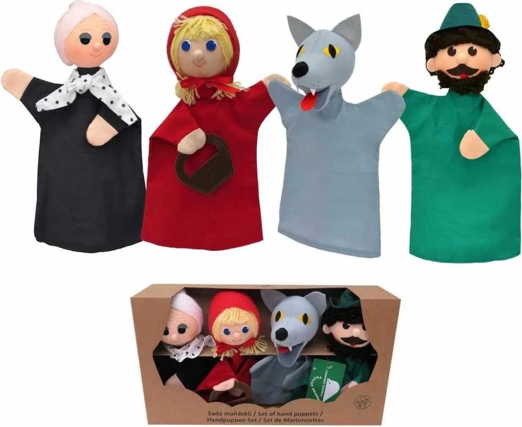 Handpuppen-Set Rotkäppchen, Design 1, in Geschenkbox, 4er Produktbild 