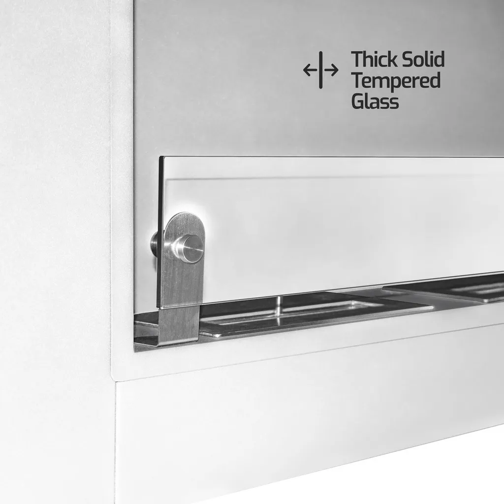 Cheminée bioéthanol sans conduit insert blanc sécurisé vitre trempée - 3