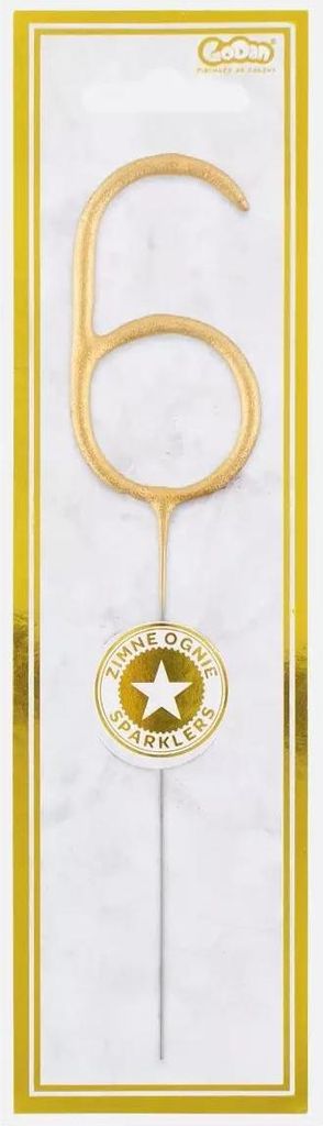 Zimny ogień cyfra 6 dekoracja 7,5 cm