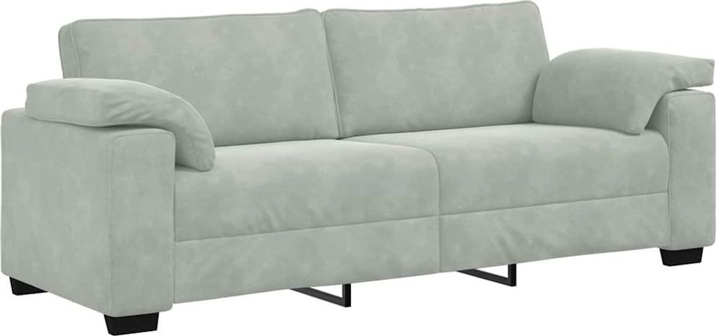 vidaXL Divano a 3 posti Grigio chiaro 220x77x82 cm Velluto Immagine del prodotto 