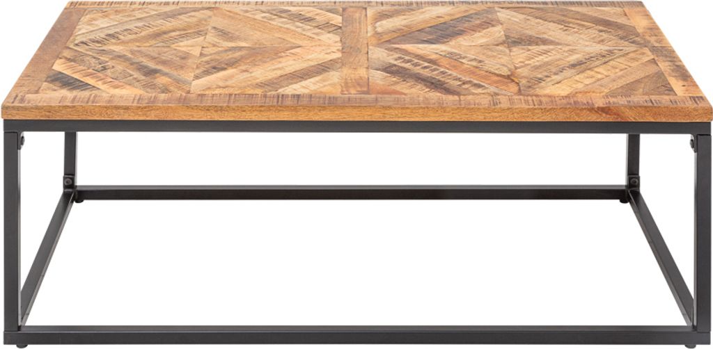 Eleganter Couchtisch INFINITY HOME 100cm natural Mangoholz Fischgrätmuster Wohnzimmertisch Sofatisch Beistelltisch