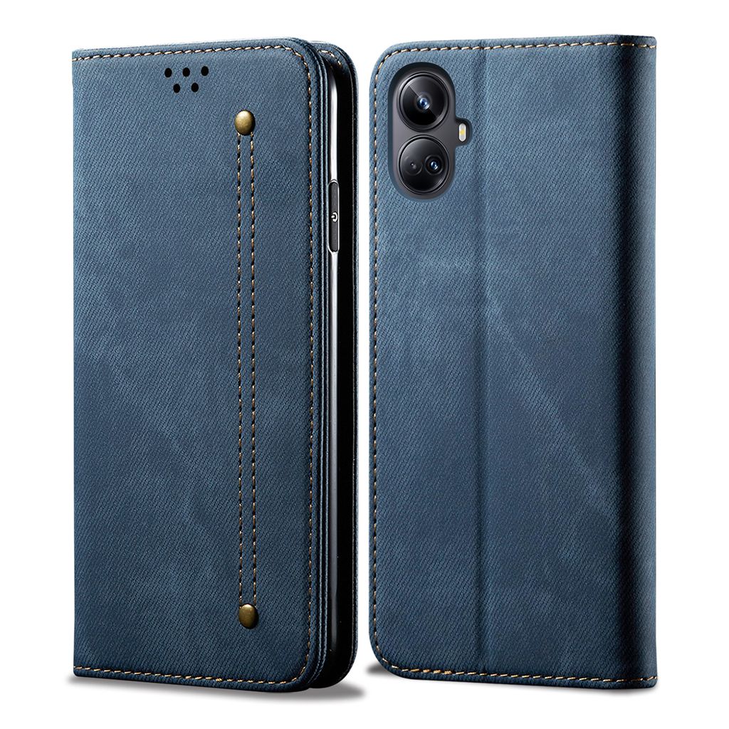 Hülle für Realme 10 Pro+ Leder Brieftasche Flip Bookstyle Schutzhülle mit Standfunktion Blau