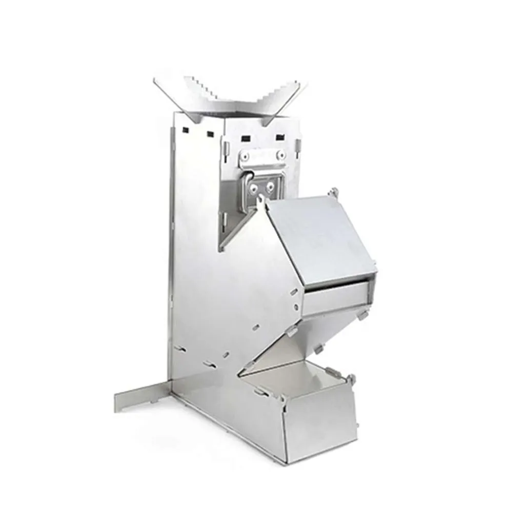 Poêle à bois ultra léger et pliable en acier inox pour pique-nique V5