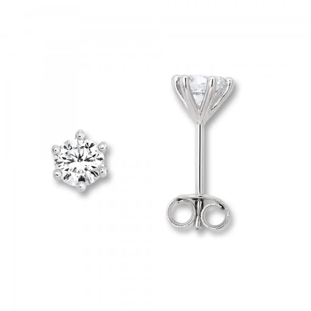 Puces d'oreilles solitaires 5 mm Argent 925 rhodié avec Zirconium O