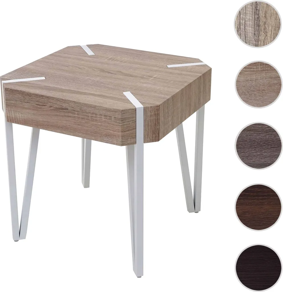Table basse en chêne naturel Kos T574 avec structure en métal clair