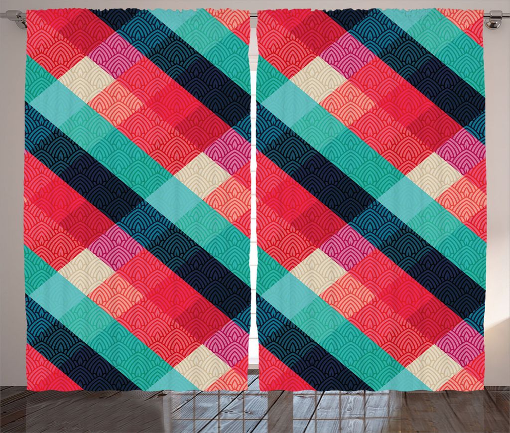 ABAKUHAUS irisch Rustikaler Gardine, Celtic Bunte, Schlafzimmer Kräuselband Vorhang mit Schlaufen und Haken, 280 x 175 cm, Mehrfarbig