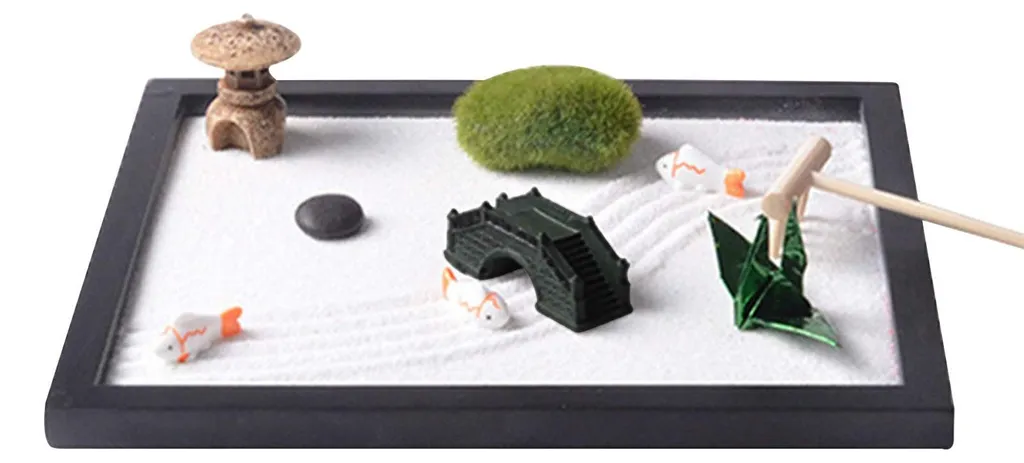 Ensemble Jardin Zen avec Sable Blanc et Bouddha Méditation Modèle 574