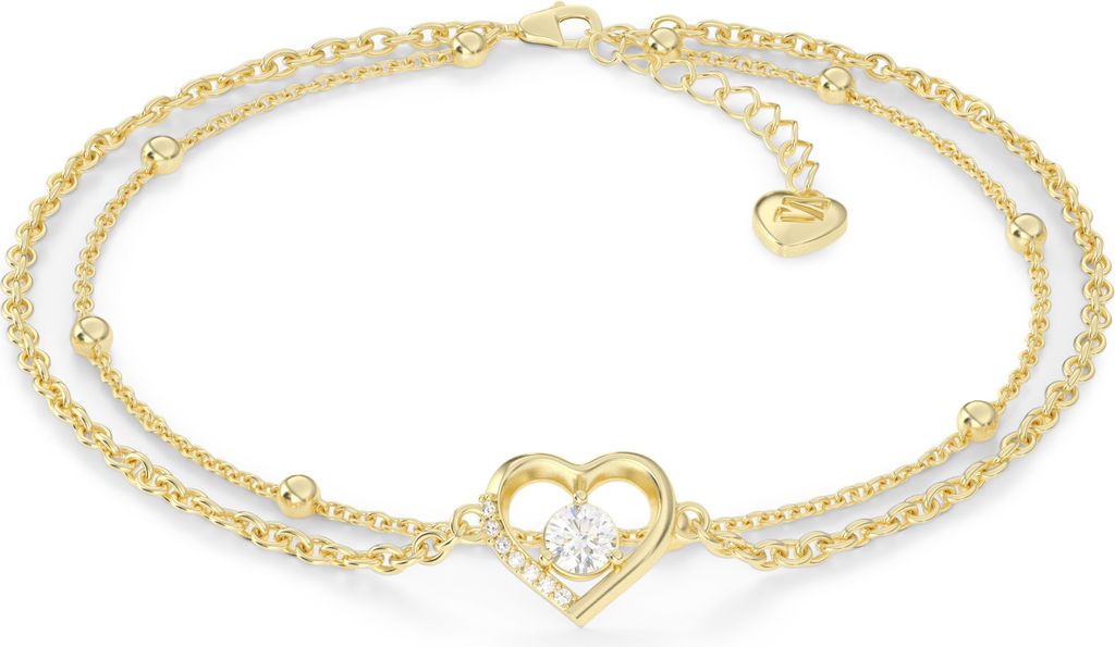 SERASAR | Fußkettchen aus Sterlingsilber [Heart] mit Gold | Farbe: Gold | Länge: 28cm