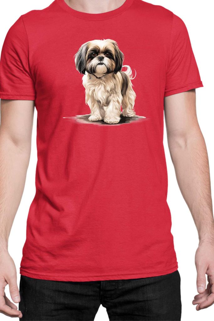 Herren T-Shirt Dogs Breeds Shih Tzu Dog Breed 005, Man M / Rot