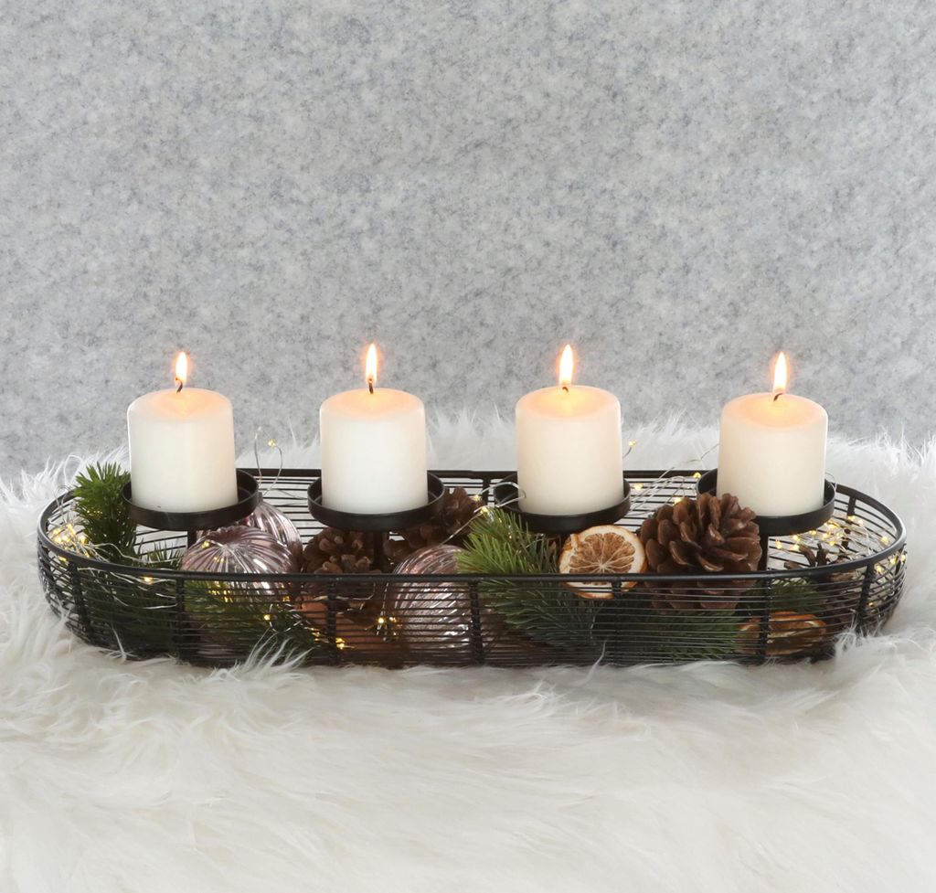 Metall Gitter Adventskranz schwarz - 50 cm