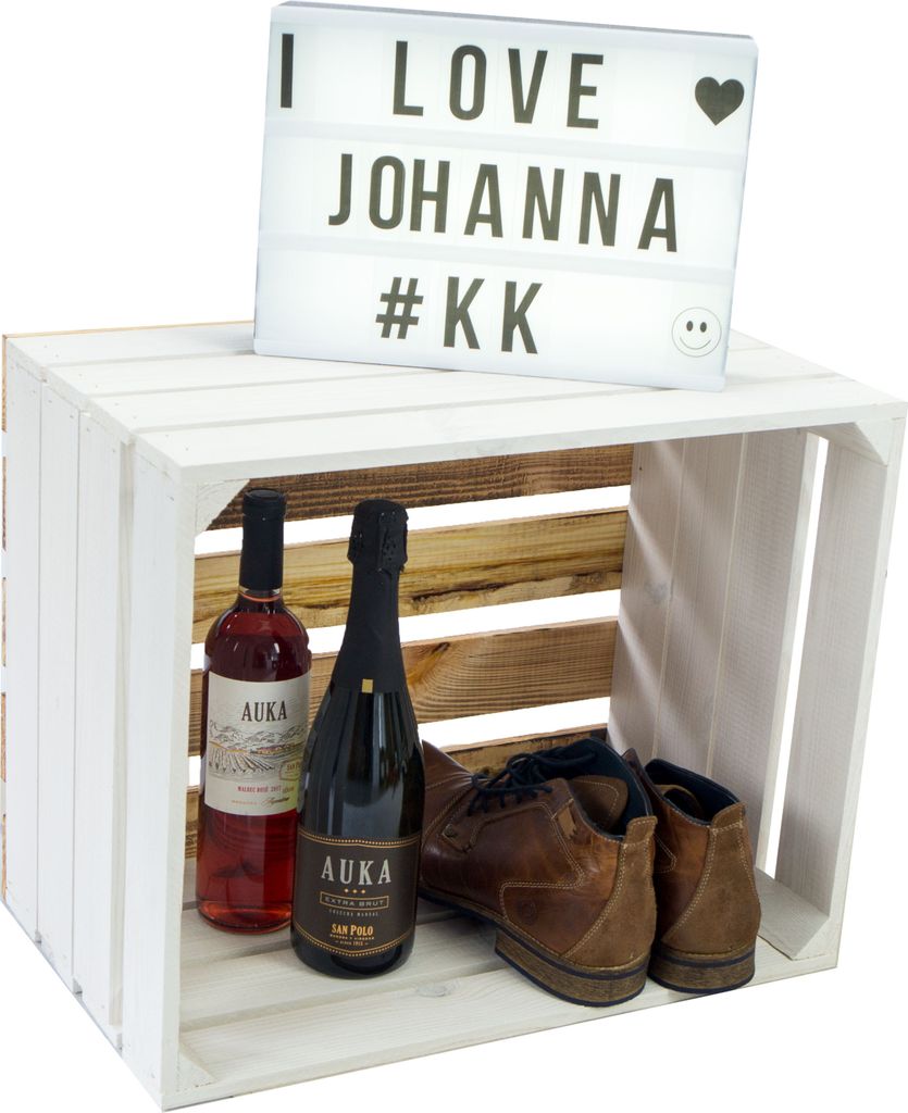 Obstkiste "Johanna" weiß mit geflammten Boden ohne