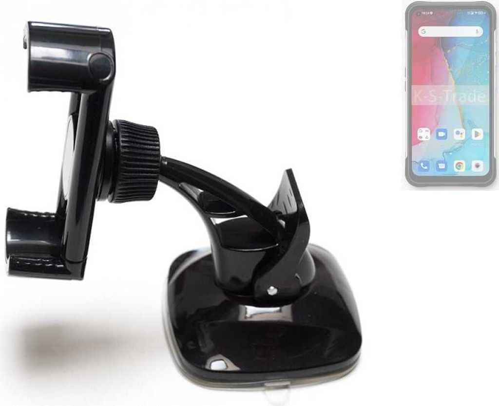 K-S-Trade kompakte Handy-Halterung Windschutzscheibe kompatibel mit Unihertz TickTock-S Armaturenbrett schwarz Autohalterung KFZ Halter