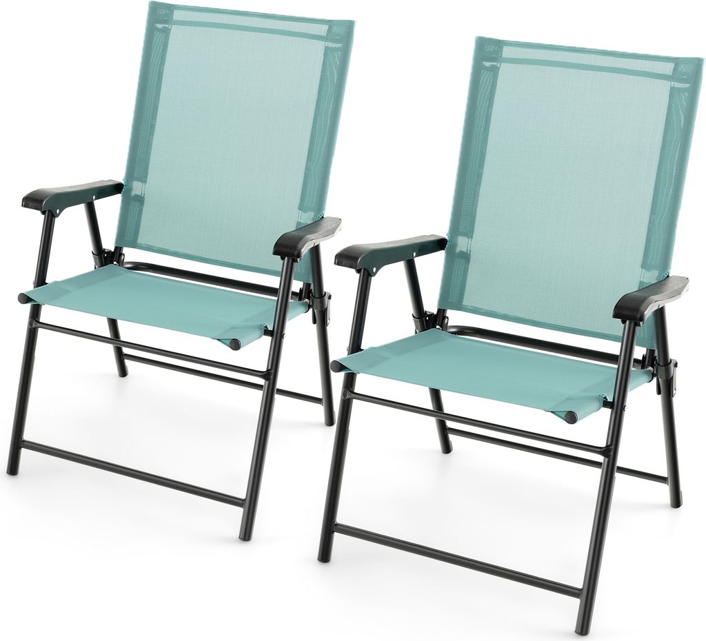 GOPLUS Gartenstuhl klappbar, 2er Set Balkonstuhl aus Metall bis zu 150kg, Klappstuhl tragbar mit Rückenlehne & Fußstütze, Essstuhl Terassenstuhl...